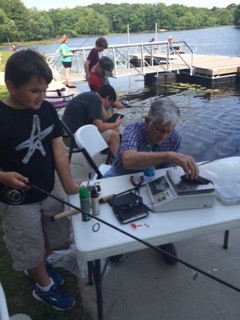 Jason getting his fish weighed